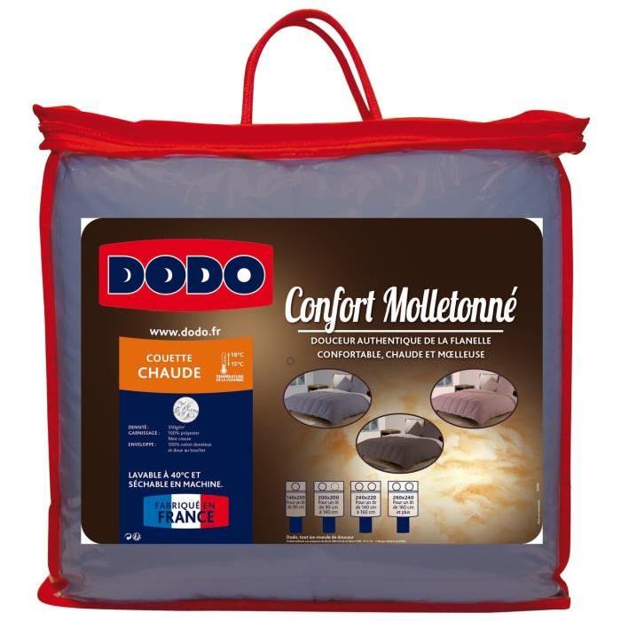 DODO Couette chaude 350gr/m˛ molletonnée bicolore 220x240 cm mauve et beige