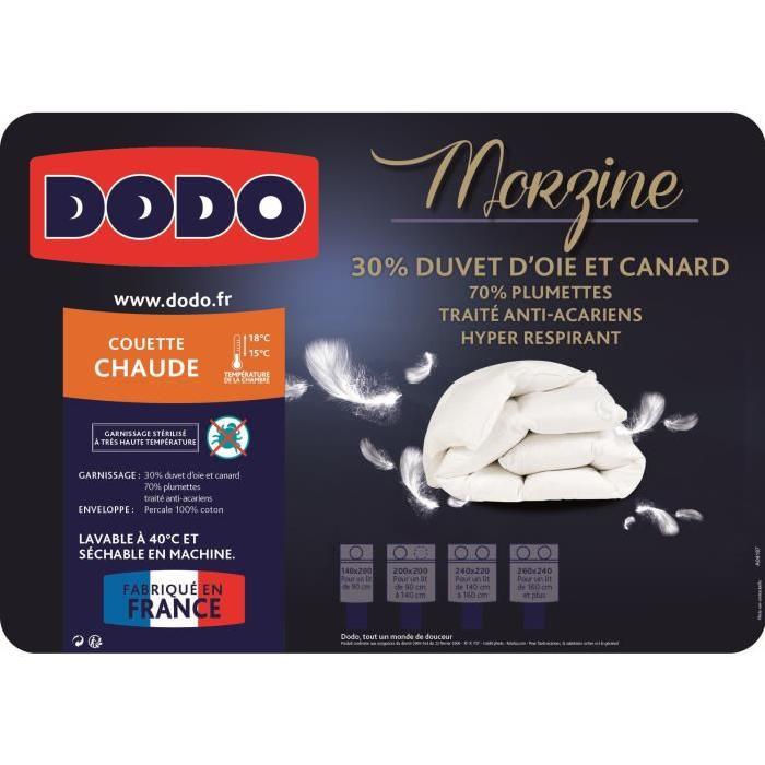 DODO Couette chaude Duvet d'Oie MORZINE Anti-Acariens 220x240cm blanc