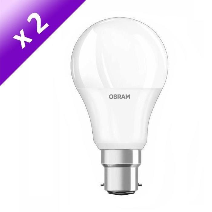 OSRAM Lot de 2 Ampoules LED B22 9 W équivalent a 60 W blanc chaud dimmable variateur