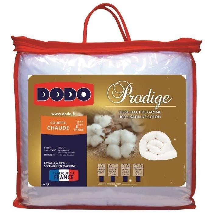 DODO Couette chaude 400gr/m˛ PRODIGE 100% satin de coton 140x200 cm blanc