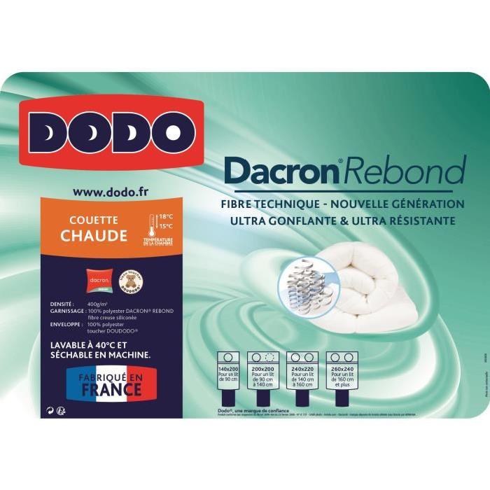 DODO Couette chaude 400gr/m˛ DACRON REBOND 200x200 cm blanc