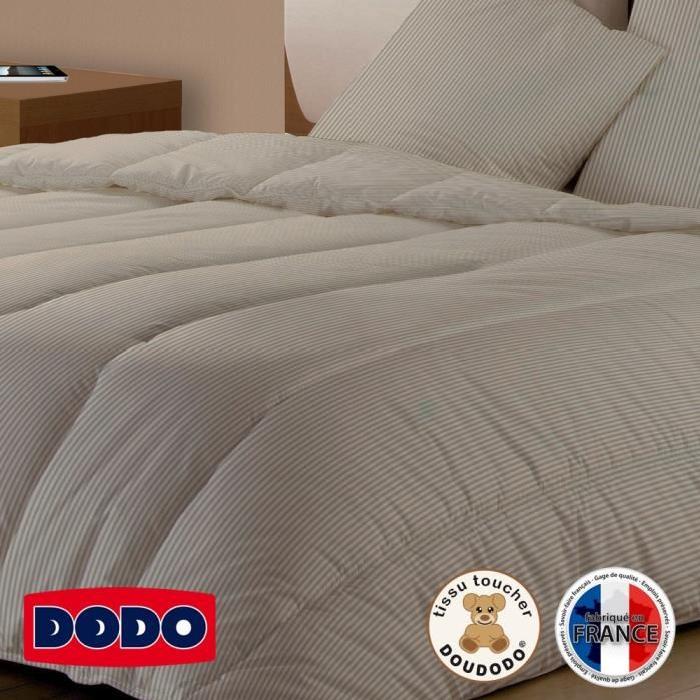 DODO Couette légere 250g/m˛ SOPHIA rayée 140x200 cm beige et blanc