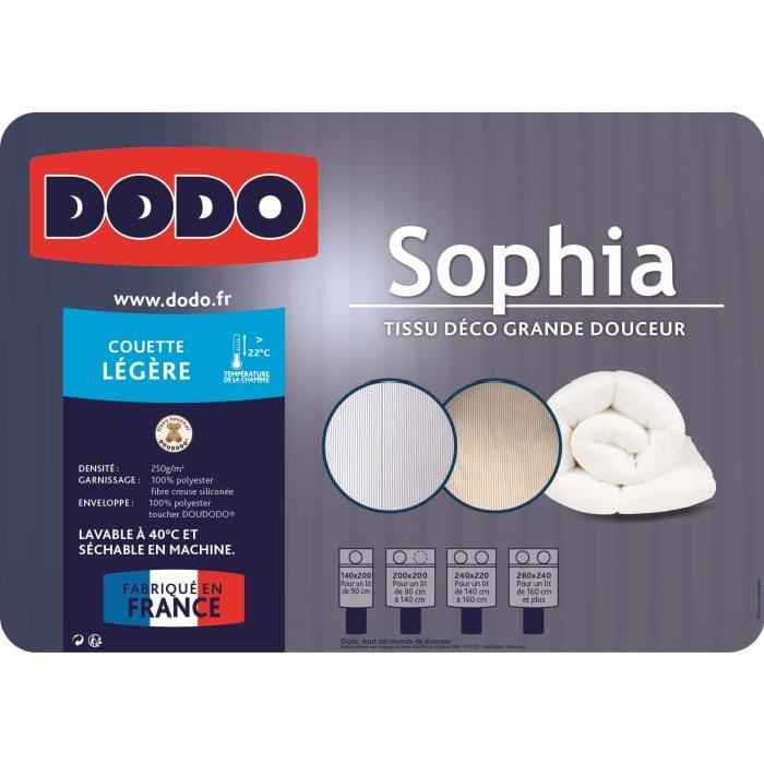 DODO Couette légere 250g/m˛ SOPHIA rayée 200x200 cm beige et blanc