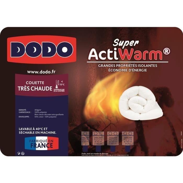 DODO Couette tres chaude 450g/m˛ SUPER ACTIWARM 200x200 cm blanc