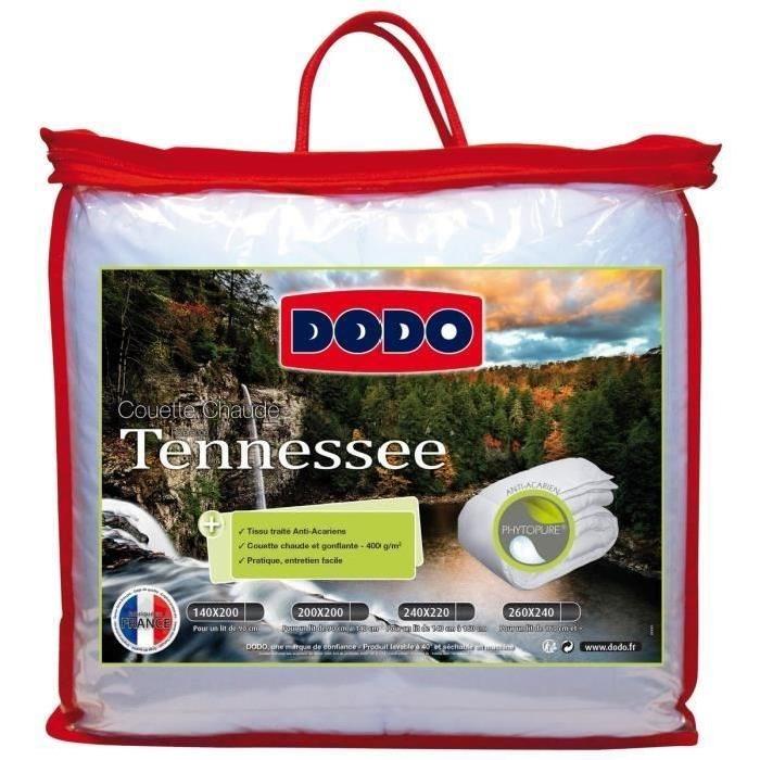 DODO Couette chaude 400gr/m˛ anti-acariens TENNESSEE 220x240 cm blanc