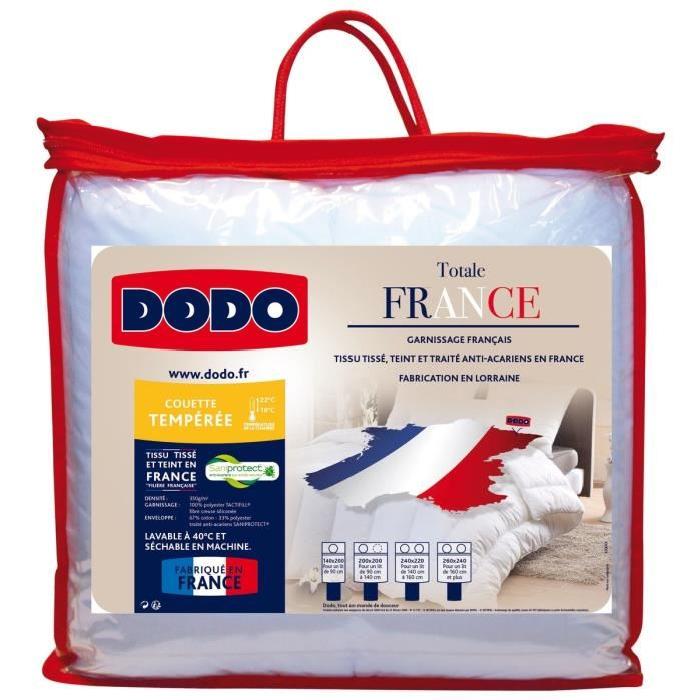 DODO Couette chaude 350gr/m˛ anti-acariens TOTALE FRANCE 140x200 cm blanc