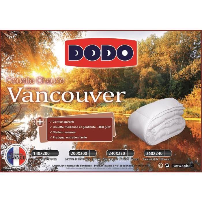 DODO Couette chaude 400gr/m˛ VANCOUVER 220x240 cm blanc