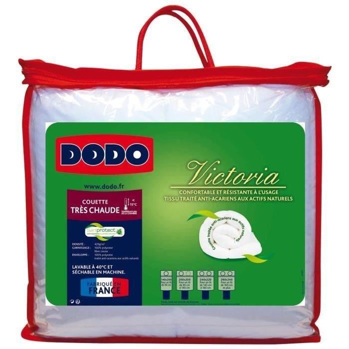 DODO Couette tres chaude 420gr/m˛ anti-acariens VICTORIA 140x200 cm blanc