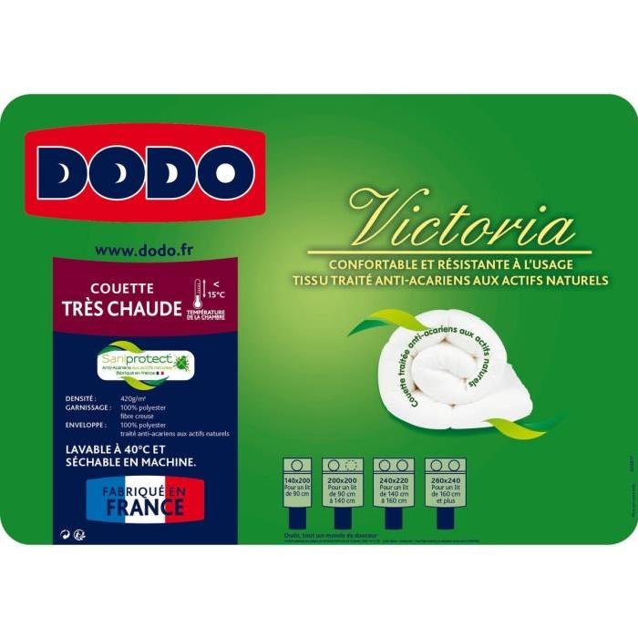 DODO Couette tres chaude 420gr/m˛ anti-acariens VICTORIA 140x200 cm blanc