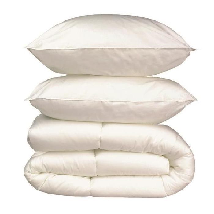 Pack linge de lit 4 saisons - 2 Couettes 200x200 cm + 2 Oreillers 60x60 cm blanc