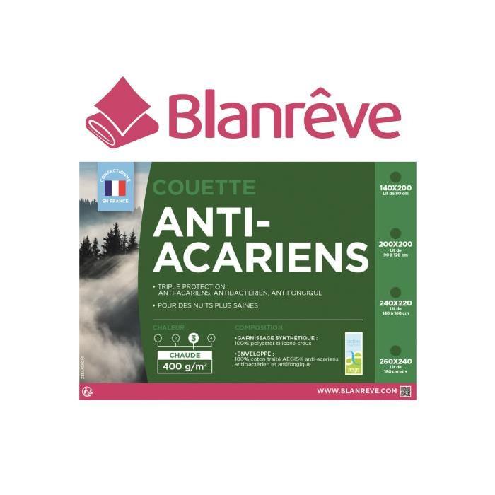 BLANREVE Couette chaude 400gm2 Anti-Acariens 200x200 cm blanc