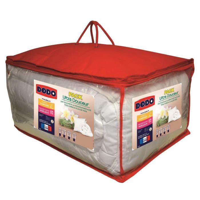 DODO Pack ULTRA DOUCEUR : 1 couette 140x200 cm + 1 oreiller 60x60 cm blanc