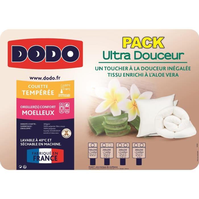 DODO Pack ULTRA DOUCEUR : 1 couette 140x200 cm + 1 oreiller 60x60 cm blanc