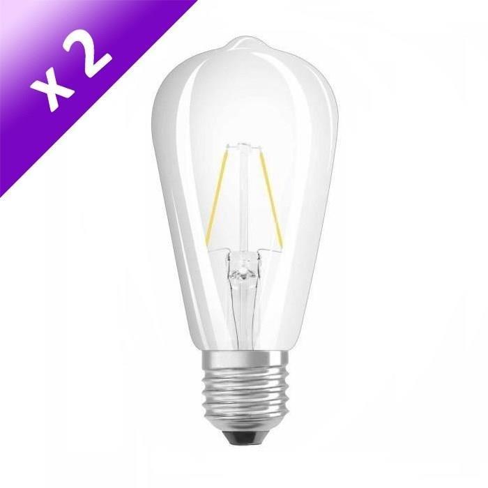 OSRAM Lot de 2 Ampoules filament LED E27 2 W équivalent a 25 W blanc chaud