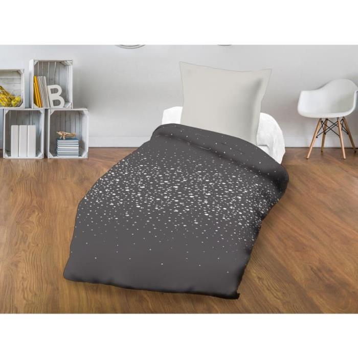 SOLEIL D'OCRE Couette imprimée STRASS 140x200cm - Anthracite