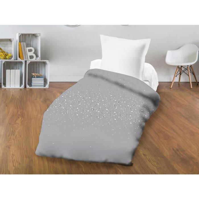 SOLEIL D'OCRE Couette imprimée STRASS 140x200cm - Gris Perle