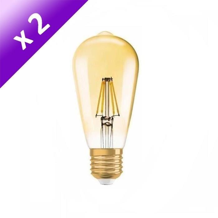 OSRAM Lot de 2 Ampoules LED Vintage Edition 1906 E27 7 W équivalent a 54 W blanc chaud dimmable variateur