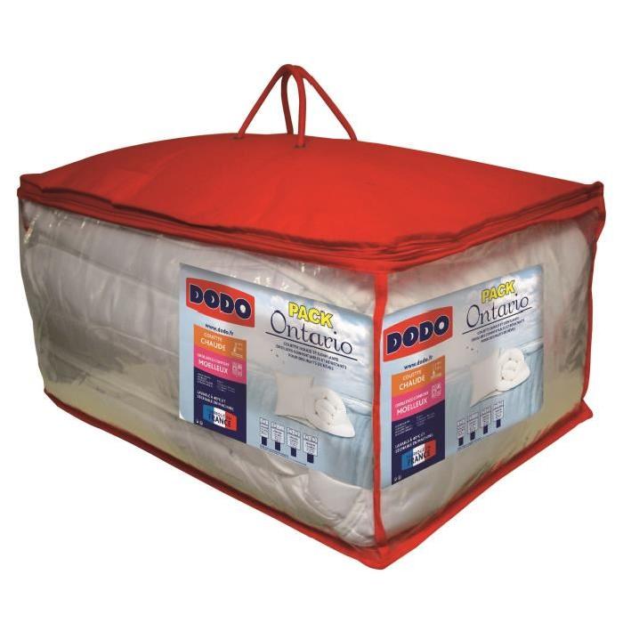 DODO Pack ONTARIO : 1 couette chaude 220x240 cm + 2 oreillers 60x60 cm blanc