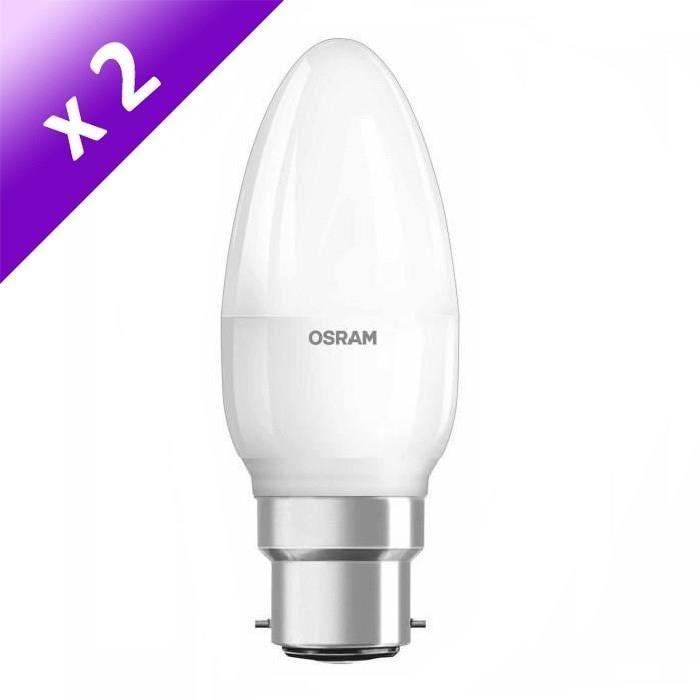 OSRAM Lot de 2 Ampoules LED B22 6 W équivalent a 40 W blanc chaud