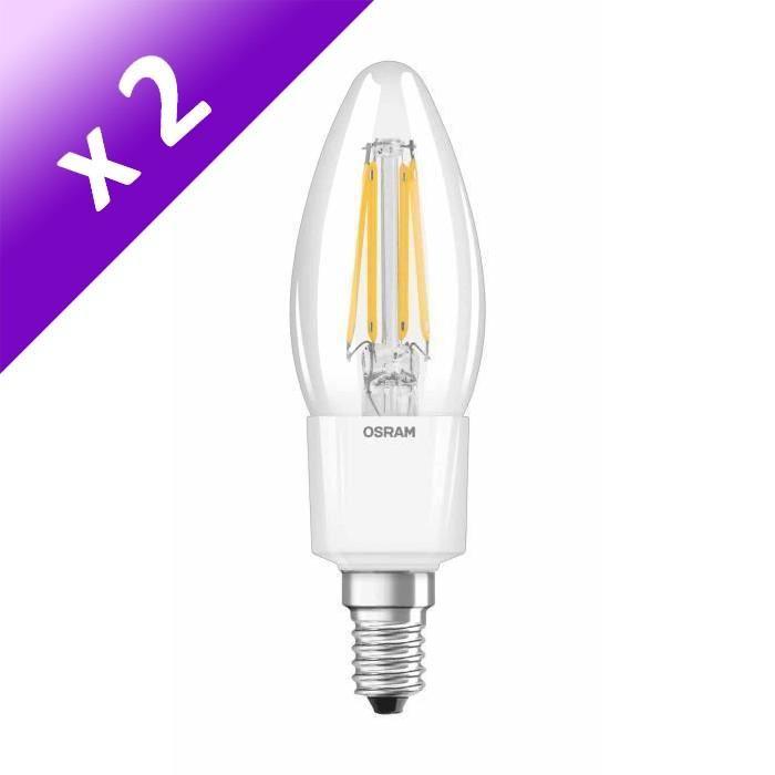 OSRAM Lot de 2 Ampoules filament LED E14 5 W équivalent a 40 W blanc chaud dimmable variateur