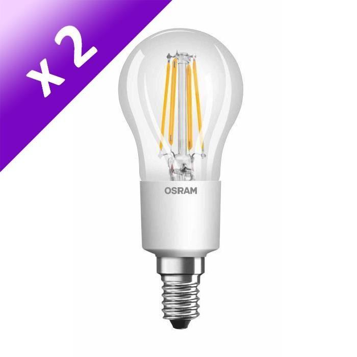 OSRAM Lot de 2 Ampoules filament LED E14 5 W équivalent a 40 W blanc chaud dimmable variateur