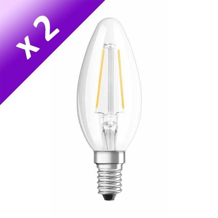 OSRAM Lot de 2 Ampoules filament LED E14 2 W équivalent a 25 W blanc chaud