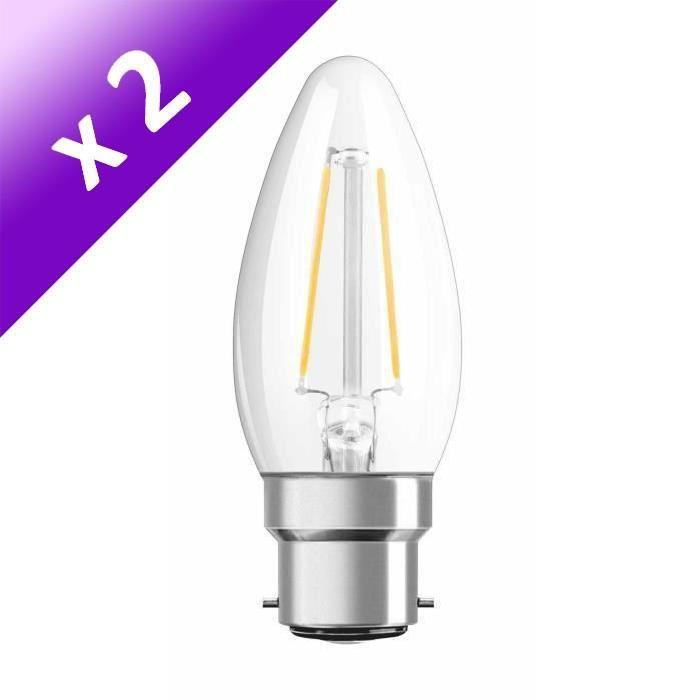 OSRAM Lot de 2 Ampoules filament LED B22 2 W équivalent a 25 W blanc chaud