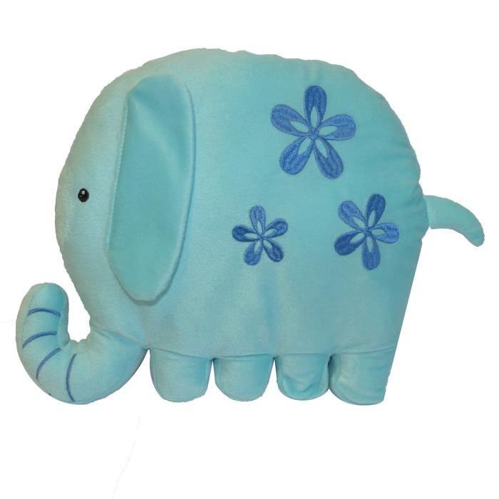 Coussin enfant forme ELEPHANT 38x27 cm bleu