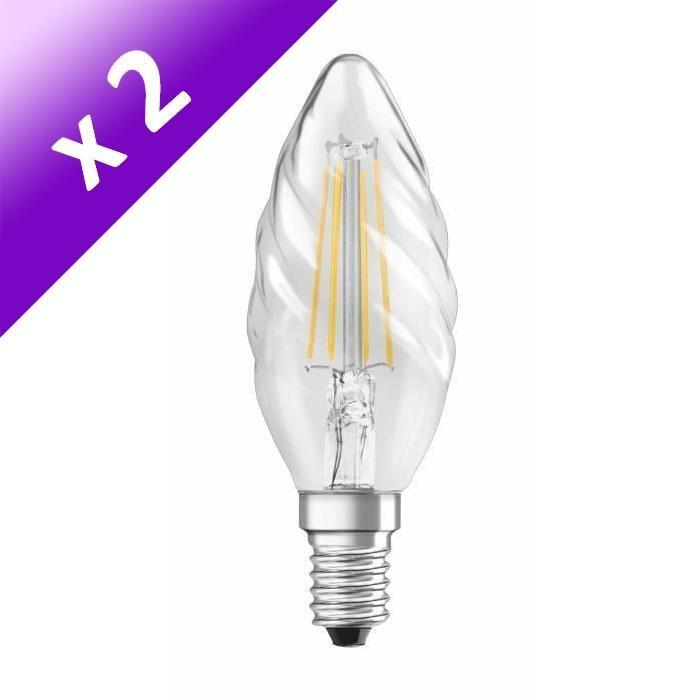 OSRAM Lot de 2 Ampoules filament LED E14 4 W équivalent a 40 W blanc chaud