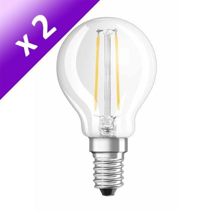 OSRAM Lot de 2 Ampoules filament LED E14 2 W équivalent a 25 W blanc chaud