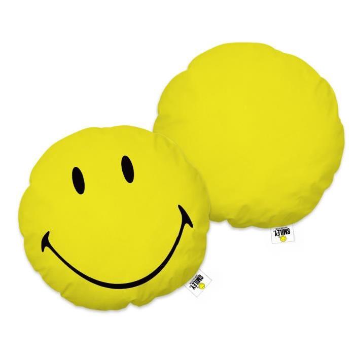 SMILEY HAPPY Coussin rond jaune
