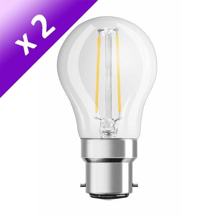 OSRAM Lot de 2 Ampoules filament LED B22 2 W équivalent a 25 W blanc chaud