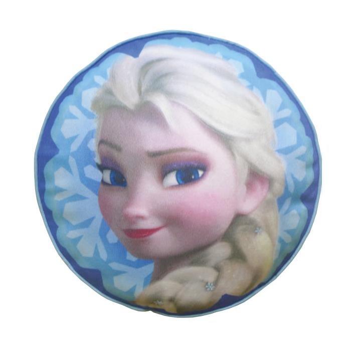 LA REINES DES NEIGES Coussin rond 3D Velours brodé ř 36 cm