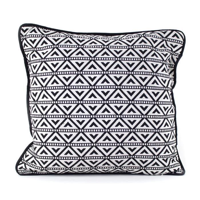 MARLENE BACKER Coussin Corto 45x45 cm noir et blanc