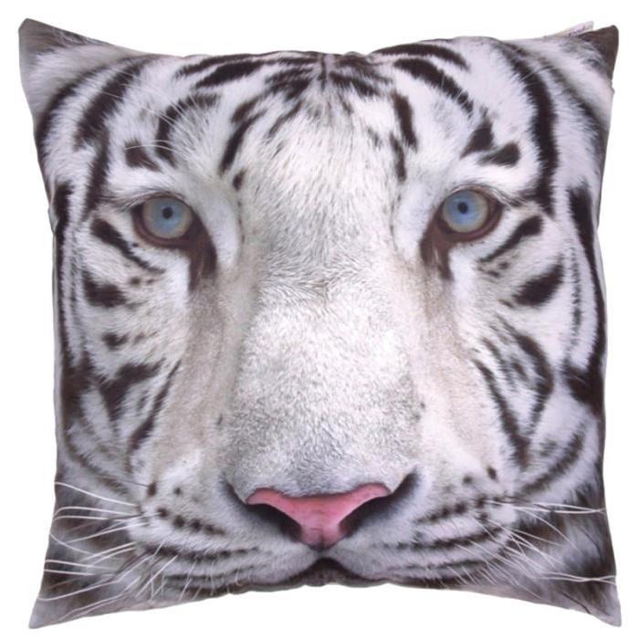 Housse et Coussin photo de tigre blanc - 50x50cm