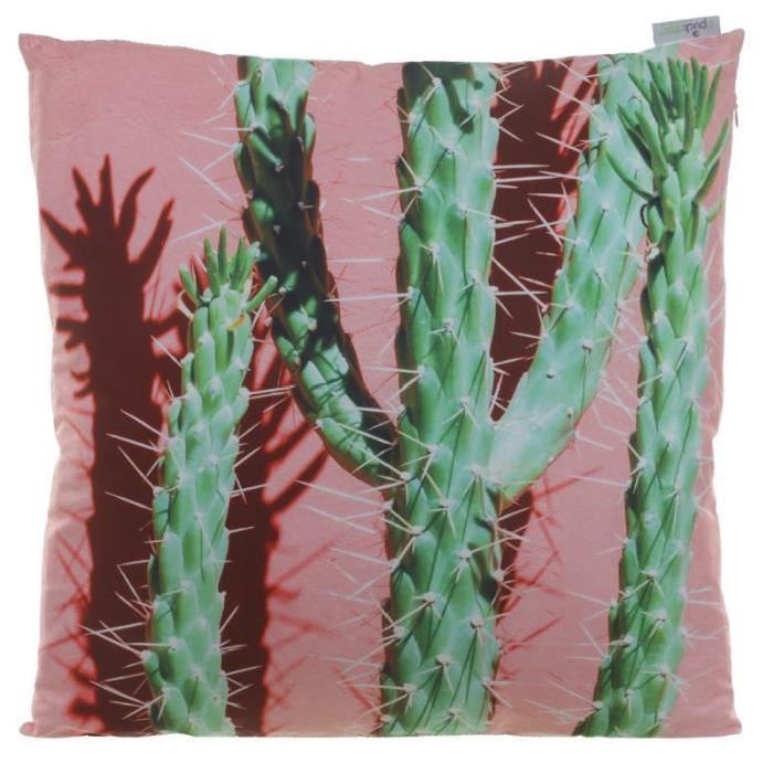 Coussin Cactus sur Fond Rose - 50x50cm