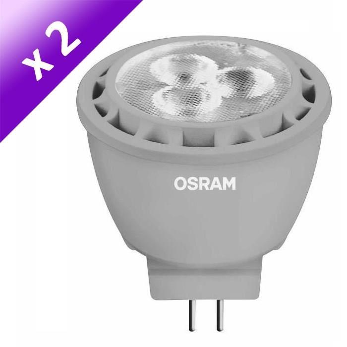 OSRAM Lot de 2 Ampoules spot LED GU4 3 W équivalent a 20 W blanc chaud dimmable variateur