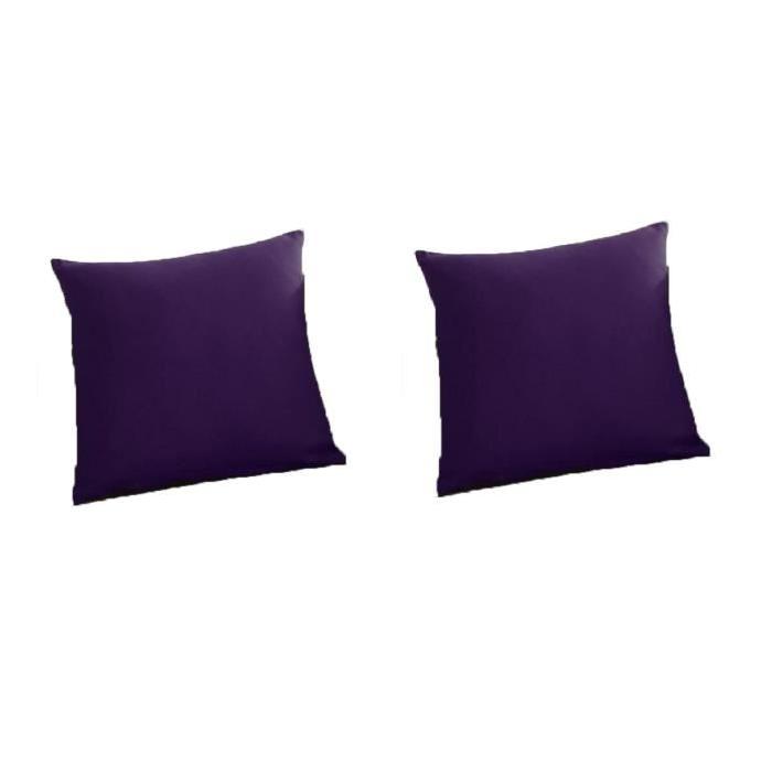 TODAY Lot de 2 coussins déhoussables 100% coton 40x40 cm deep purple