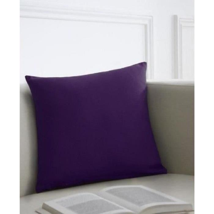 TODAY Lot de 2 coussins déhoussables 100% coton 40x40 cm deep purple