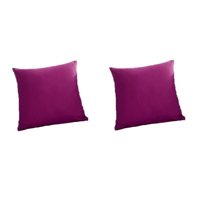 TODAY Lot de 2 coussins déhoussables 100% coton 40x40 cm jus de myrtille