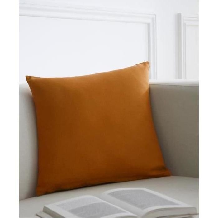 TODAY Lot de 2 coussins déhoussables 100% coton 40x40 cm vendange d'orange