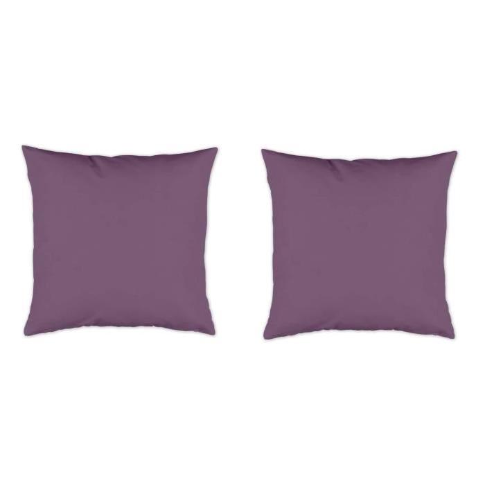 TODAY Lot de 2 coussins déhoussables 100% coton 40x40 cm figue