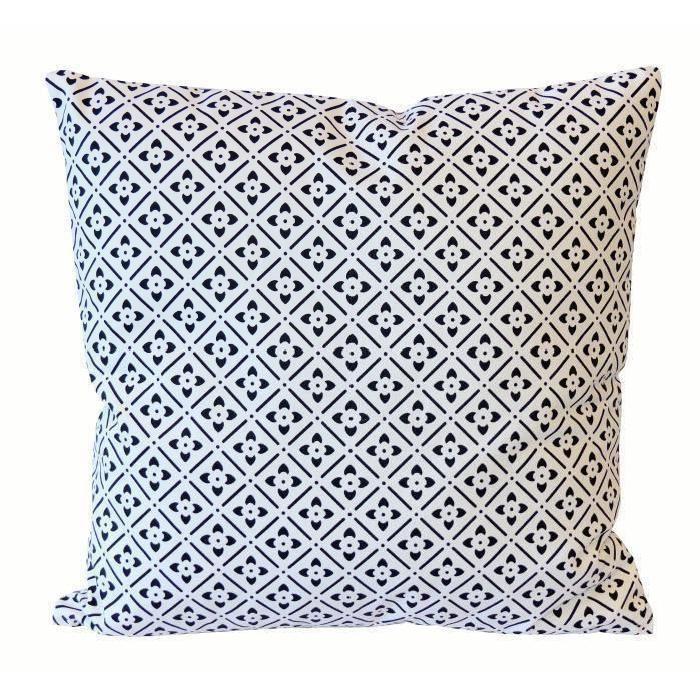 Coussin déco Coton Imprimé Clover 40x40x9 cm noir et blanc