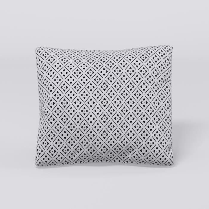 Coussin déco Coton Imprimé Clover 40x40x9 cm noir et blanc