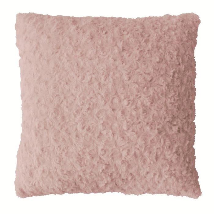 Coussin déco 40x40 fourrure synthétique rose