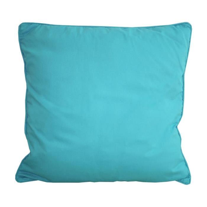 LA MAISON CHARME Coussin déhoussable 100% coton sergé 60 cm turquoise