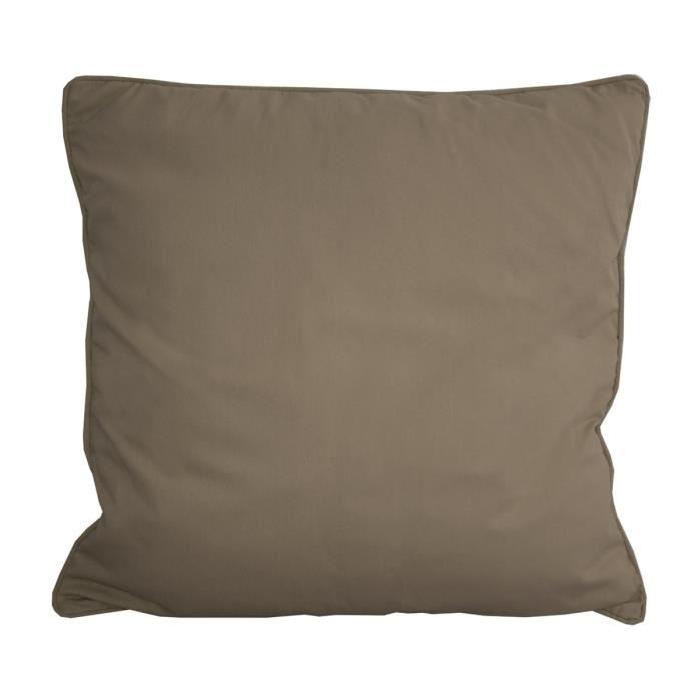 LA MAISON CHARME Coussin déhoussable 100% coton sergé 60 cm taupe