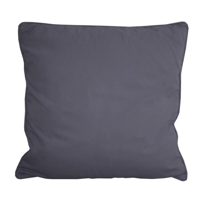 LA MAISON CHARME Coussin déhoussable 100% coton sergé 60 cm gris