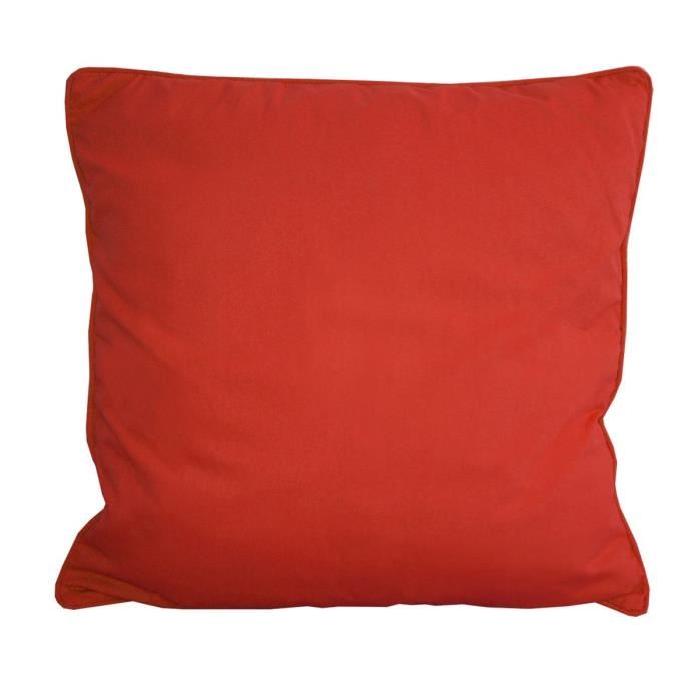 LA MAISON CHARME Coussin déhoussable 100% coton sergé 60 cm rouge