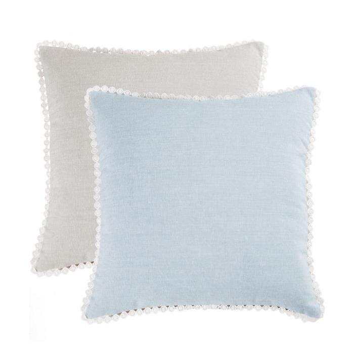 DEKOANDCO Coussin 40x40 cm CHINNY BLEU/LIN